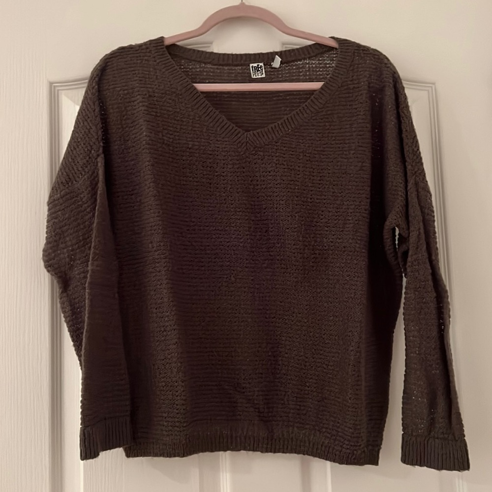 Free Press Faded brown V neck sweater